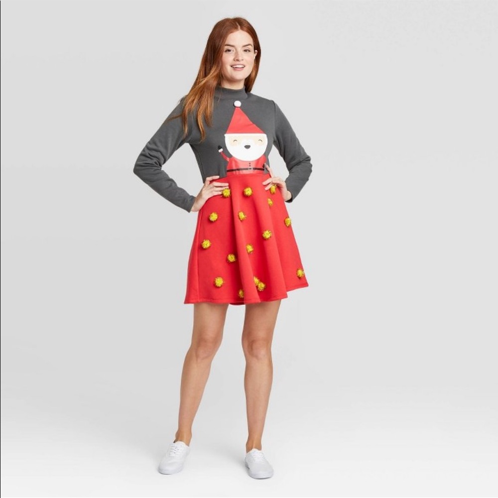 🆕 Mighty Fine Women Santa Pom Pom Dress